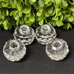 Set of 4 VTG Swarovski
Faceted Crystal Ball Small
Candlestick Holders